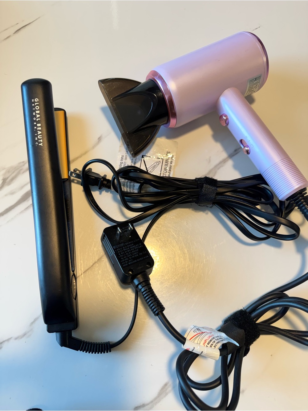 Chi Chi London Pink Hair Dryer and Black Flat Iron Set